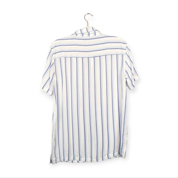 And Now This Men's White Blue Stripe Short Sleeve Button Down Shirt - Picture 2 of 7